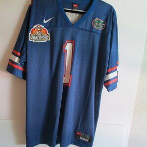 Florida Gators #1 Jersey Size L  Blue BCS National Championship 2007 Nike Happy